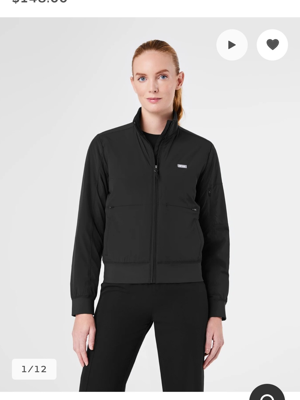 Figs Women's Black Bomber Jacket